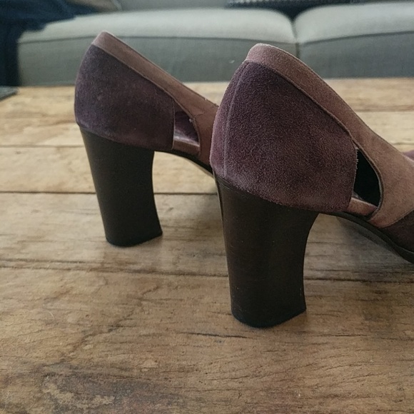 Blush & purple color block suede heels. - Picture 5 of 6